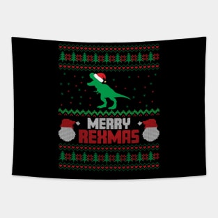 Merry Rexmas ugly christmas sweater Tapestry