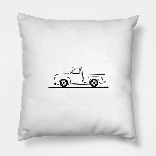 1954 Ford F 150 Pickup Truck Black Pillow by PauHanaDesign