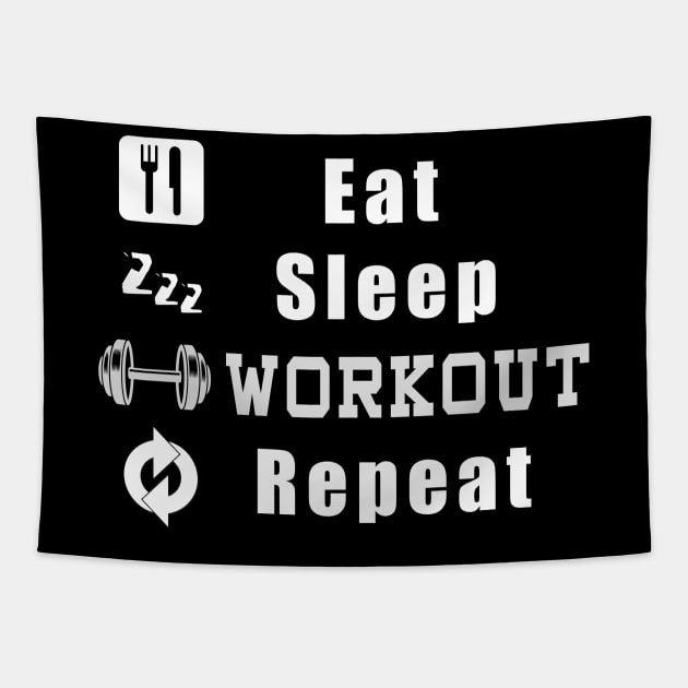 Eat Sleep Workout Repeat Tapestry by Mamon