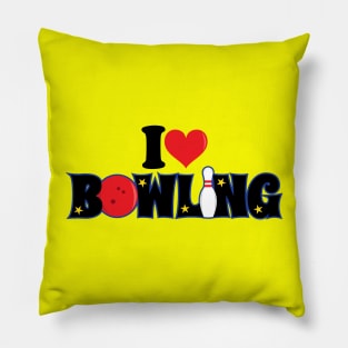 I Love Bowling Typographic Pillow