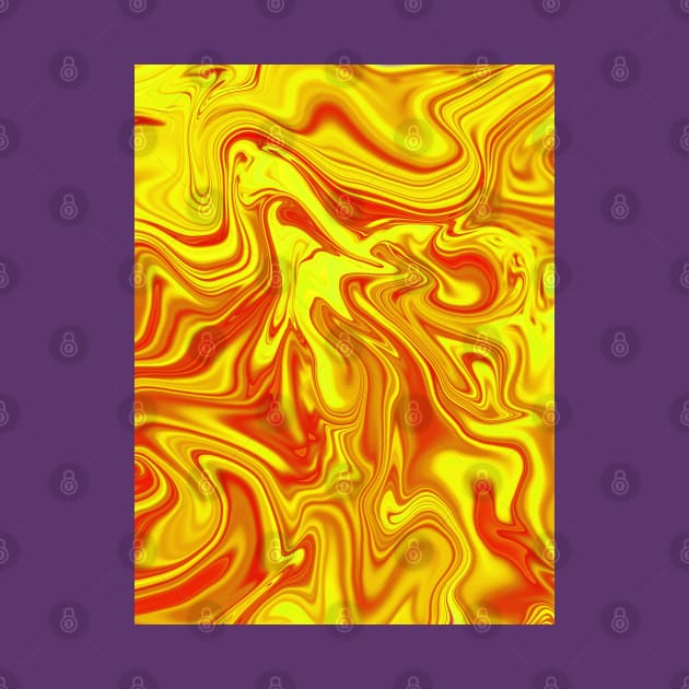 Yellow and Red Digital Fluid Art by KaSaPo