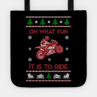 Rider Ugly Christmas Sweater Gifts For Biker Motorcycle Tote