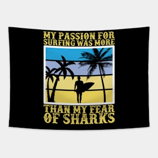 passion surfing beach sun surfboard vacation Tapestry