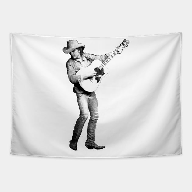 retro dwight yoakam sketch shirt design Tapestry by peabo_mr