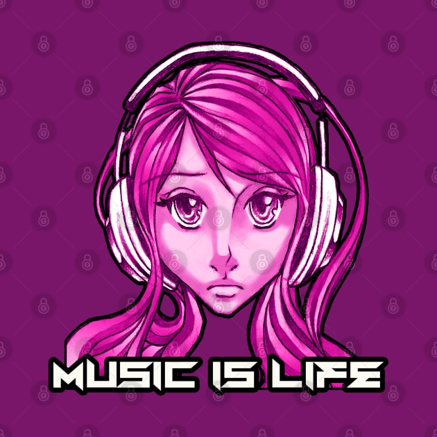 Music is Life Girl Headphones by dnlribeiro88