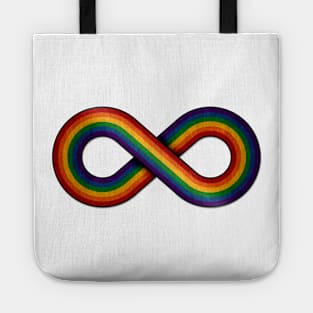 Large Infinity Vector Symbol Striped with LGBTQ Pride Rainbow Flag Tote