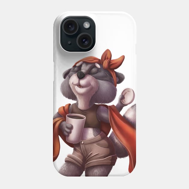 raccoon girl loves hot coffee Phone Case by KrisPlazun