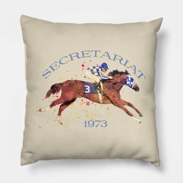 1973 Triple Crown Champion - Secretariat Pillow by Ginny Luttrell