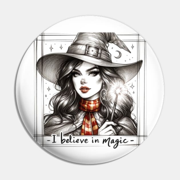 I Belive in Magic - Witch Girl - Fantasy Pin by Fenay-Designs