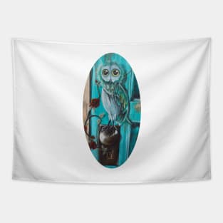 owl blue door knob Tapestry
