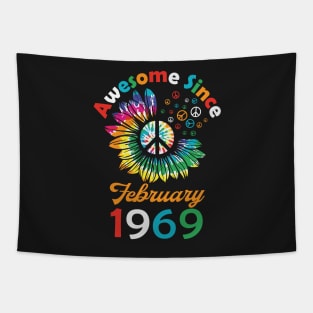Funny Birthday Quote, Awesome Since February 1969, Retro Birthday Tapestry