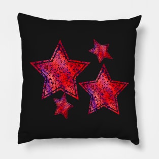 Red and Blue Splatter Stars Pillow