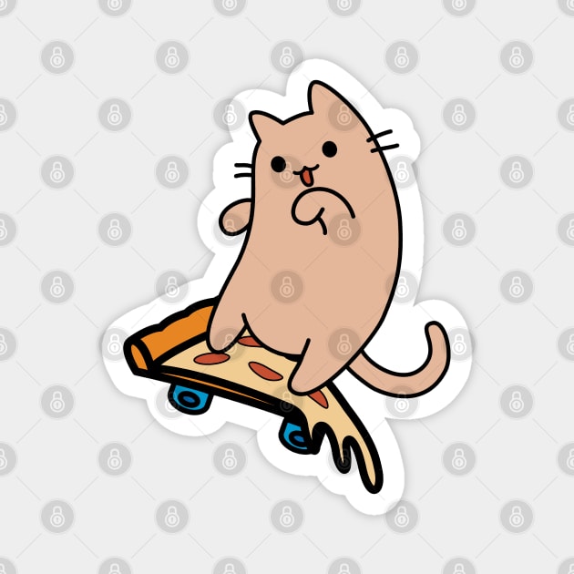 Cat and Skateboard Skateboarding Hard Pizza Board Magnet by GlanceCat