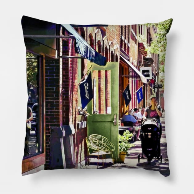 Corning NY - Strolling Down Market Street Pillow by SusanSavad