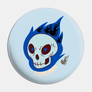 flame rock skull Pin