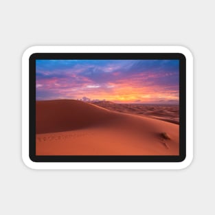 Sahara desert near Merzouga, Morocco at sunset Magnet