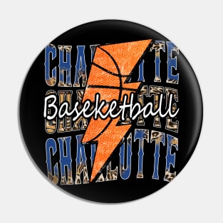 Graphic Basketball Charlotte Proud Name Vintage Pin