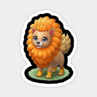 Cute Cartoon Dog - Fluffy Lion Mane Pomeranian Magnet