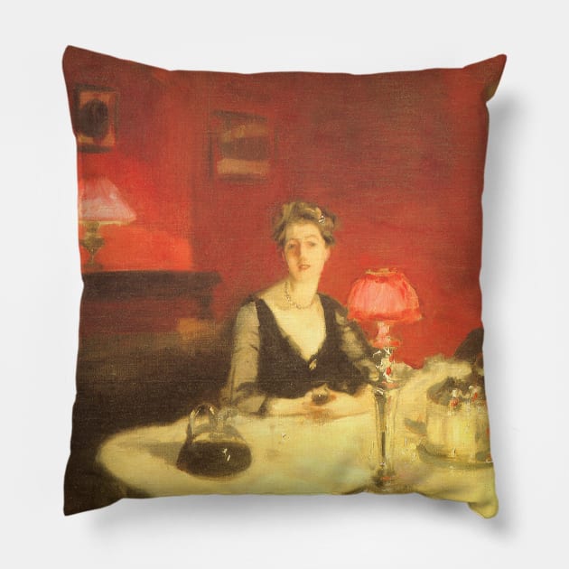 A Dinner Table at Night by John Singer Sargent Pillow by MasterpieceCafe