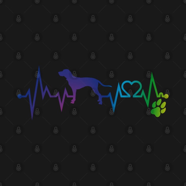 Bluteck CoonHound Colorful Heartbeat, Heart & Dog Paw by kimoufaster