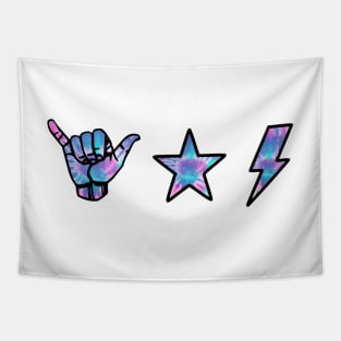 tye dye shaka hand, star & lightning sticker pack Tapestry