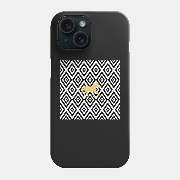 Horse - Abstract geometric pattern - beige, black and white. Phone Case by kerens