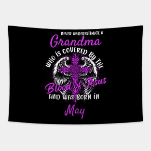 Funny Christian Grandma who was Born in May Tapestry