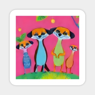 The Mischievous Meerkat Clan: Posed for Picture-Perfect Fun Magnet