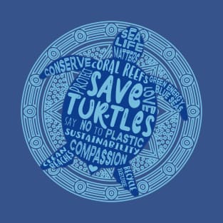 Save the Turtles - Blue Boho T-Shirt