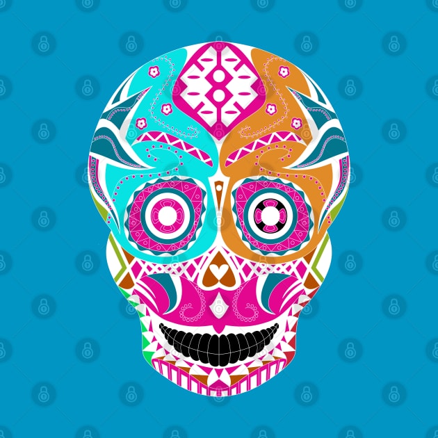 death mask in mexican technicolor ecopop by jorge_lebeau