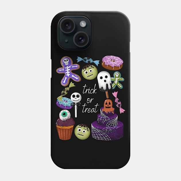 Halloween candy illustration Trick or Treat Phone Case by Ieva Li ART