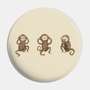 Three Wise Monkeys Pin