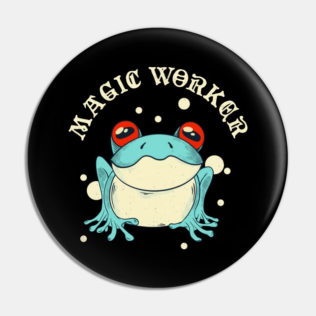 Magic Worker Frog Cottagecore Aesthetic Pin by Foxxy Merch