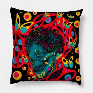 skull in deadly smile butterfly ecopop Pillow