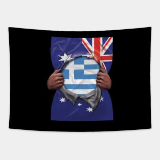 Greece Flag Australian Flag Ripped - Gift for Greek From Greece Tapestry