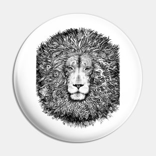 Majestic lion - black and white Pin