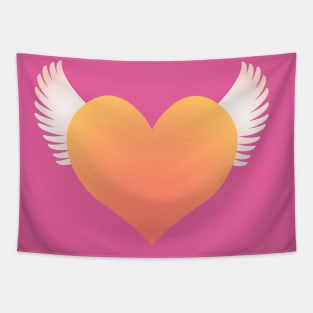 Winged Heart - Orange Tapestry