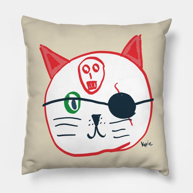 Pirate Cat by Kyrie age 9 Pillow by bigbadrobot