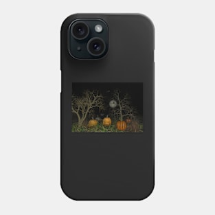 scary halloween pumpkins at night Phone Case