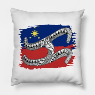 Philippine Flag Tribal line Art / Baybayin word KA Pillow