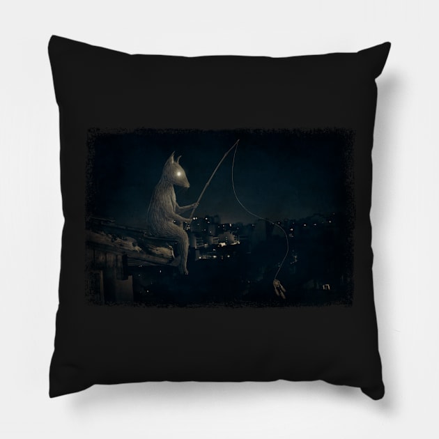 Fisher of dreams Pillow by laura-nagel