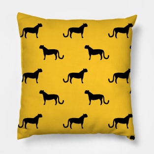 Cheetah Silhouettes Black on Yellow Pillow