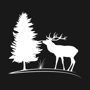 deer, stag, wild animals, hunting, hunter, trees, forester T-Shirt