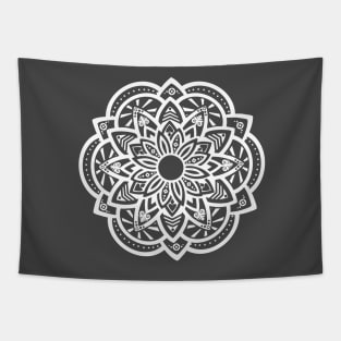 Ornamental Lotus Mandala - white Tapestry