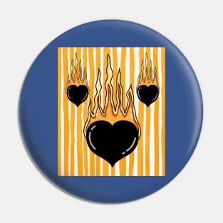 Flames Burning Heart On Fire Pin