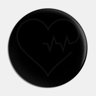 Black cat silhouette ECG heartbeat Pin
