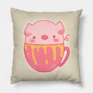 cappucino pets: teacup pig Pillow