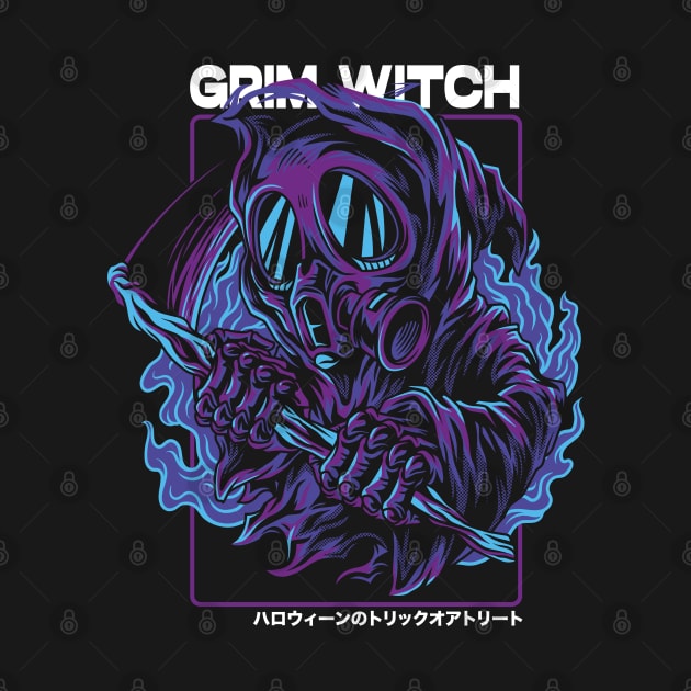 Grim Witch Ready For Halloween by Karnefa Merch