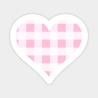 Soft Baby Pink and White Buffalo Plaid Heart Magnet