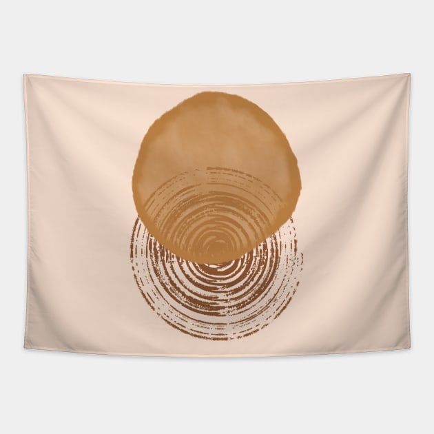Circles and wood Texture Tapestry by ArunikaPrints